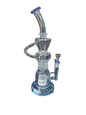 Recycler water pipe with blue color accents and perc