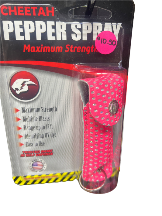 Cheetah Pepper Spray with Keychain Holder - Pink