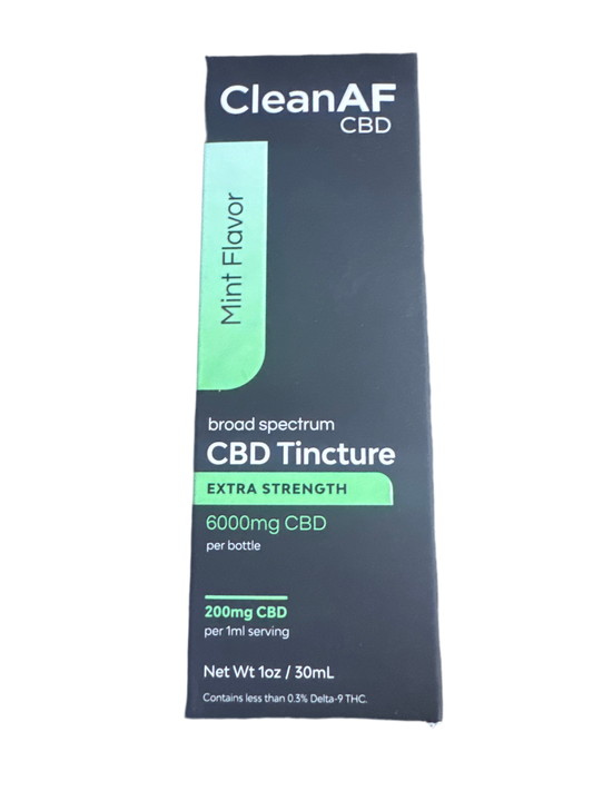 Clean AF - CBD Tincture - 6000mg CBD Per Bottle - Mint Flavor