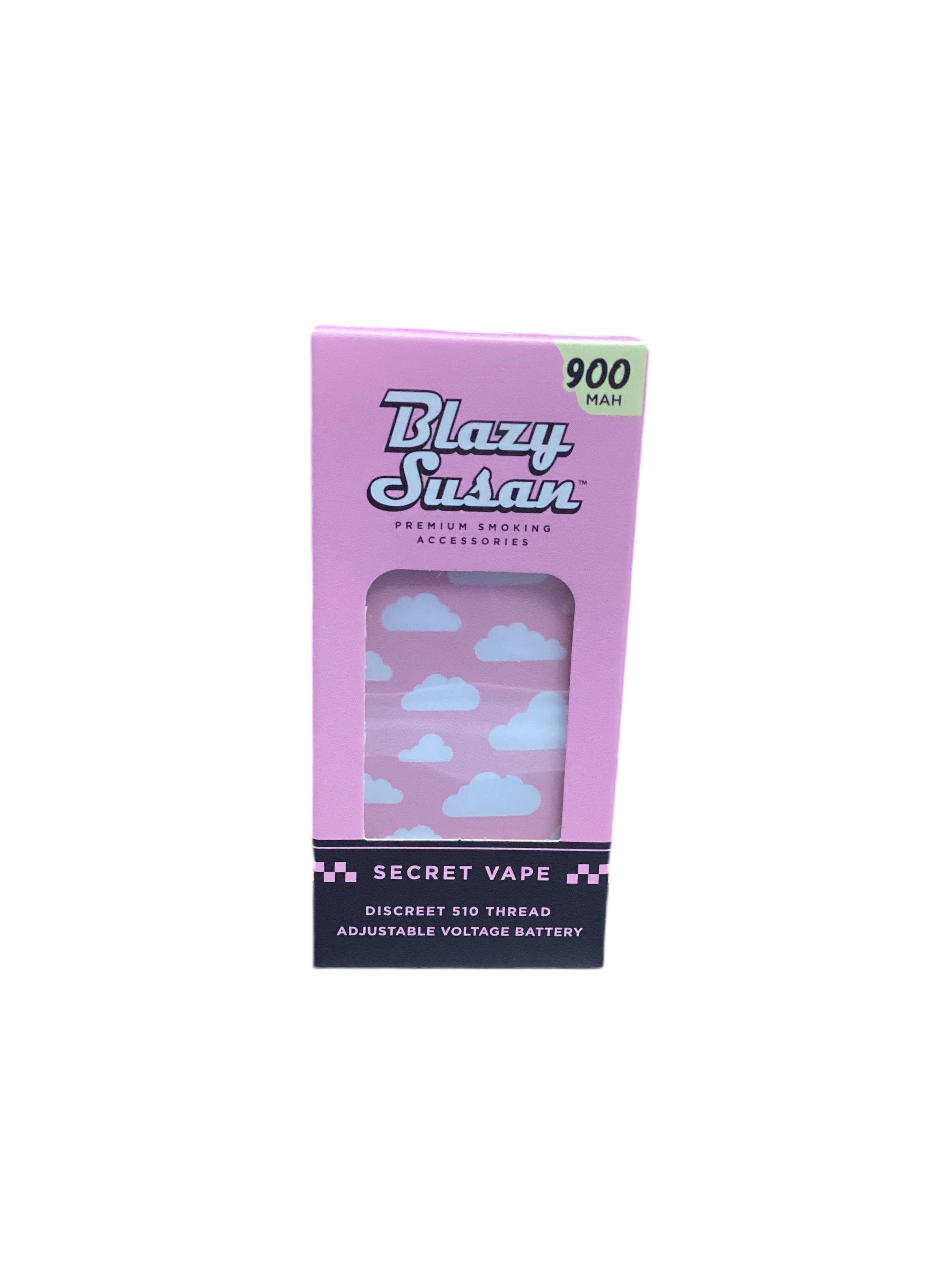 Blazy Susan Secret Vape 900mah 510 thread battery (pink & white clouds design)