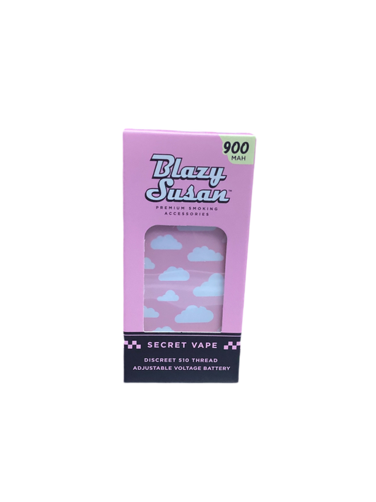 Blazy Susan Secret Vape 900mah 510 thread battery (pink & white clouds design)