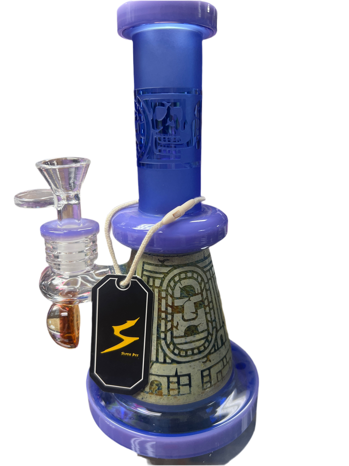 Engraved Aztec Water Pipe Purple