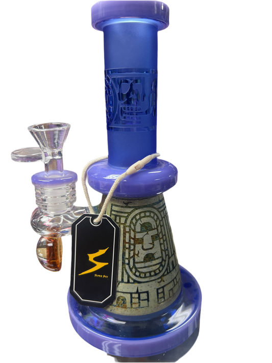 Engraved Aztec Water Pipe Purple