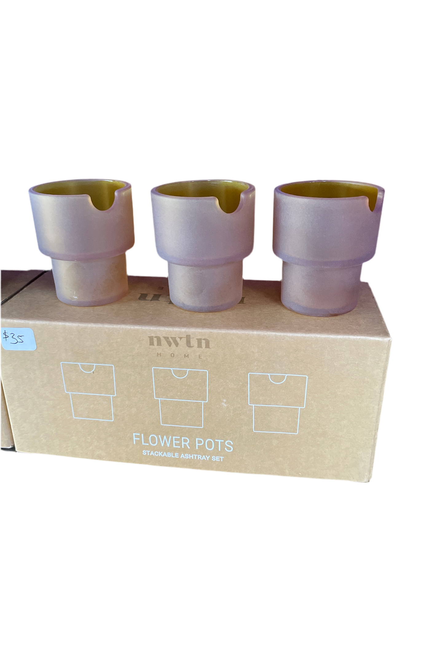 NWTN Home Flower Pots Ashtray 3pc Honeycomb
