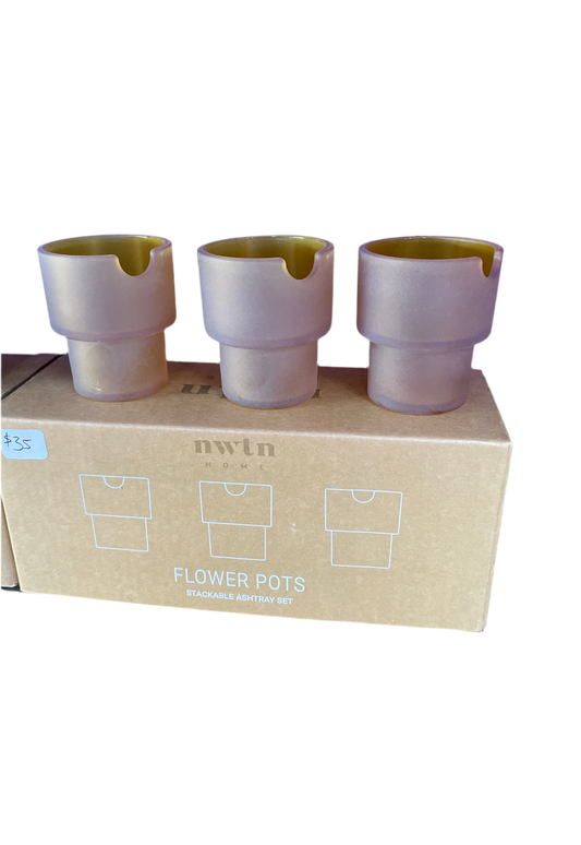 NWTN Home Flower Pots Ashtray 3pc Honeycomb