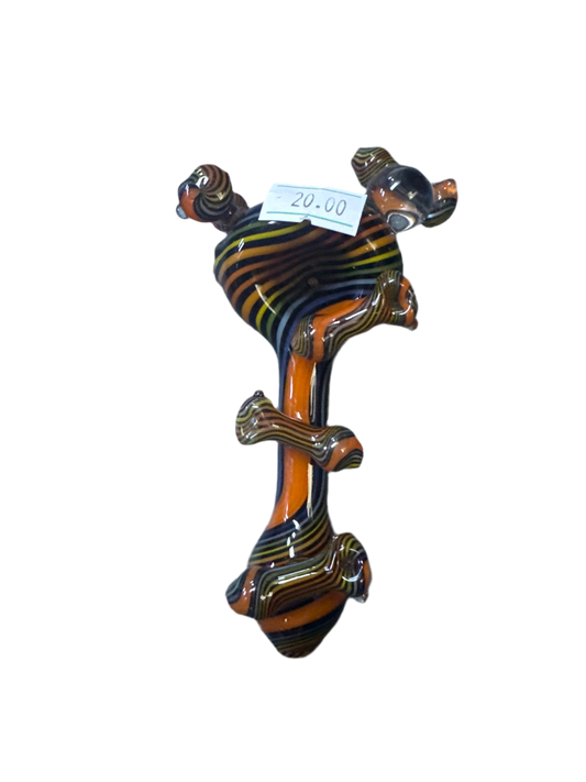 Orange & Brown Handpipe w/Mini Handpipes