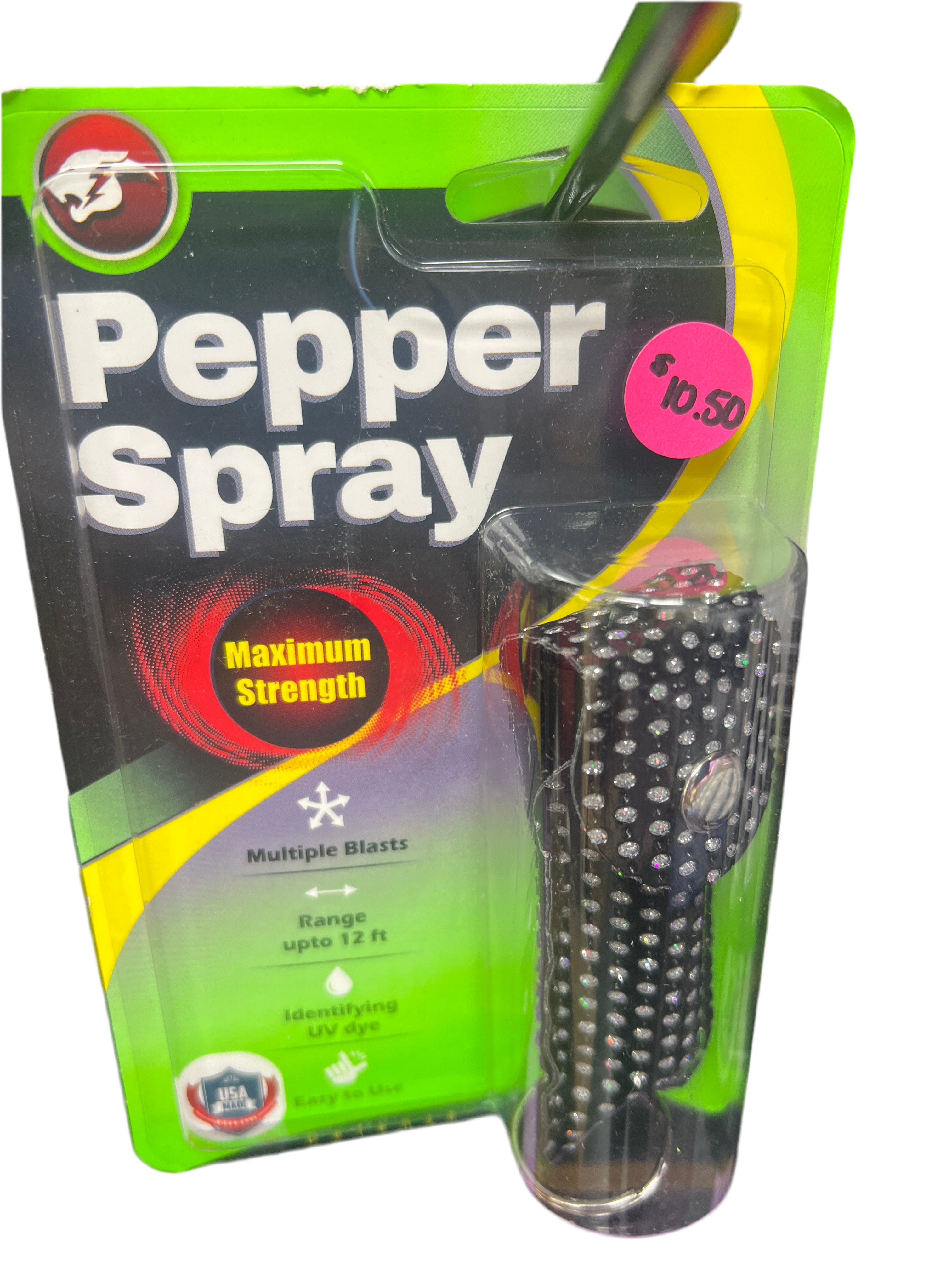 Cheetah Pepper Spray with Keychain Holder - Black Bling
