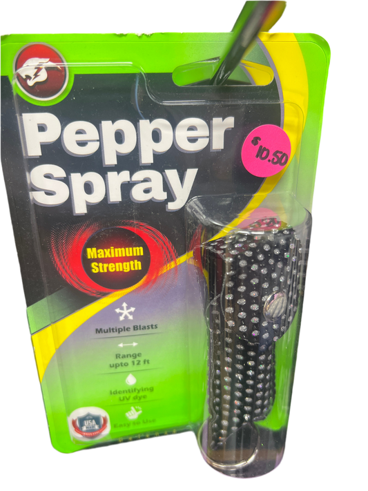 Cheetah Pepper Spray with Keychain Holder - Black Bling