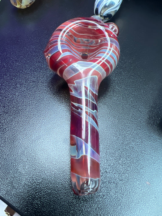 Local Blown Hand Pipe - Red Stripes