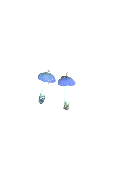 Hand Blown Magic Mushroom Earrings