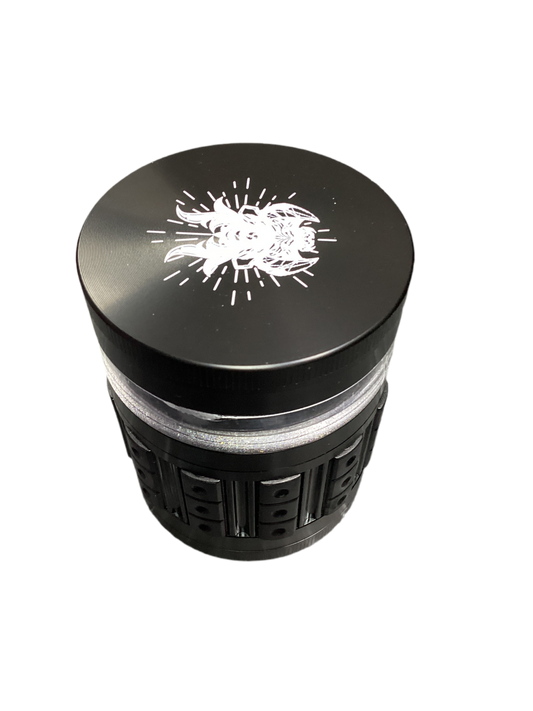 Shredder Grinder - 4 Piece Grinder with Rubber Grip - #44 Black