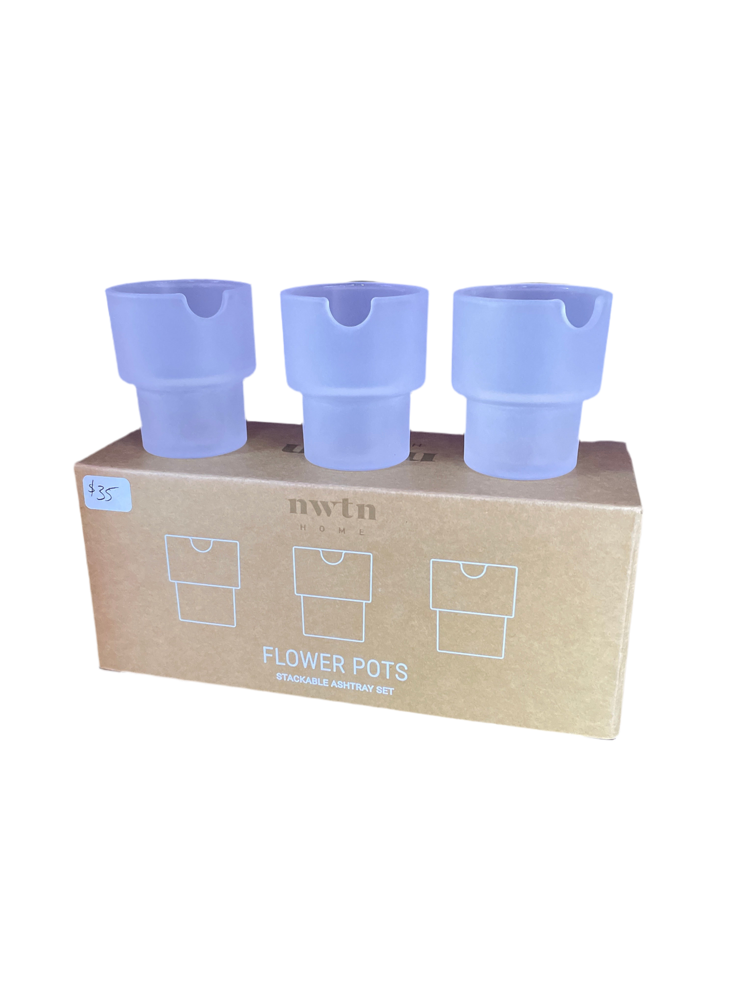 NWTN Home Flower Pots Ashtray 3pc Fog