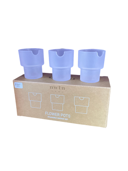 NWTN Home Flower Pots Ashtray 3pc Fog