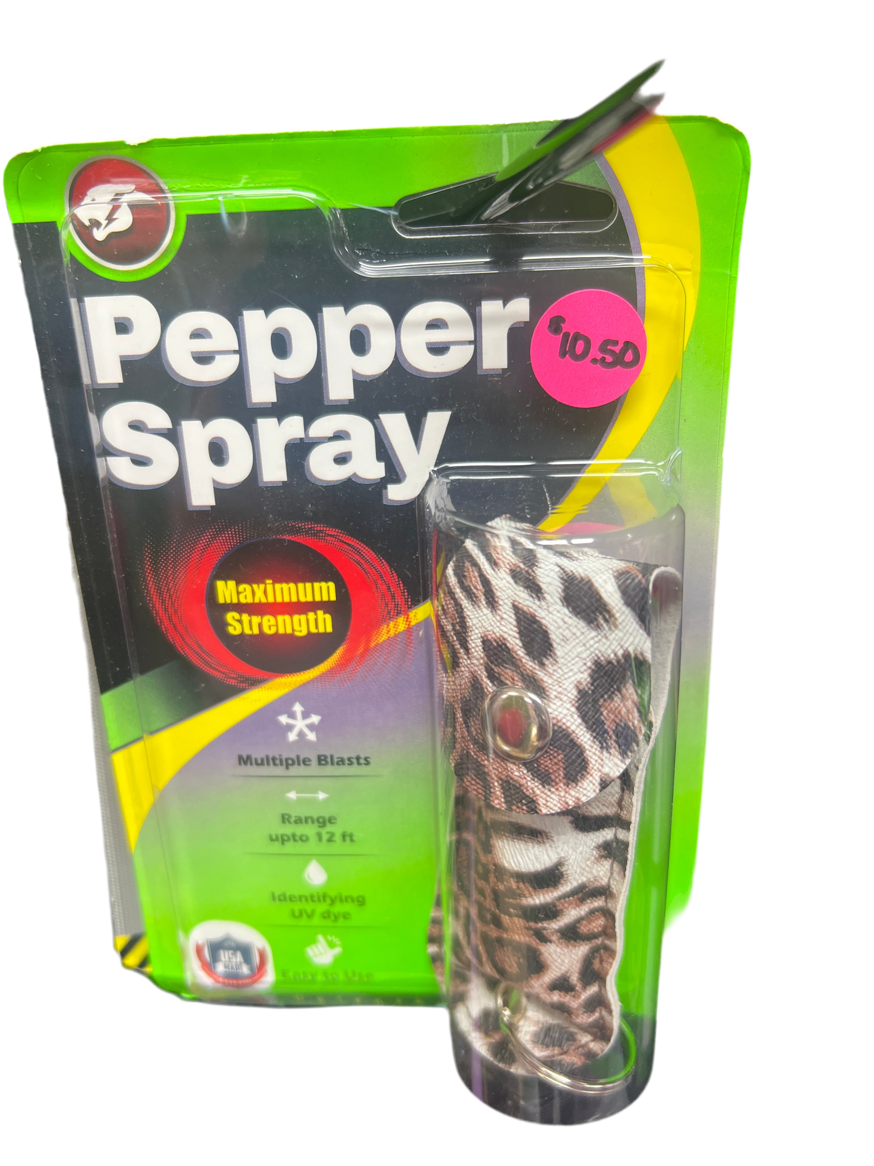 Cheetah Pepper Spray with Keychain Holder - Leopard Print