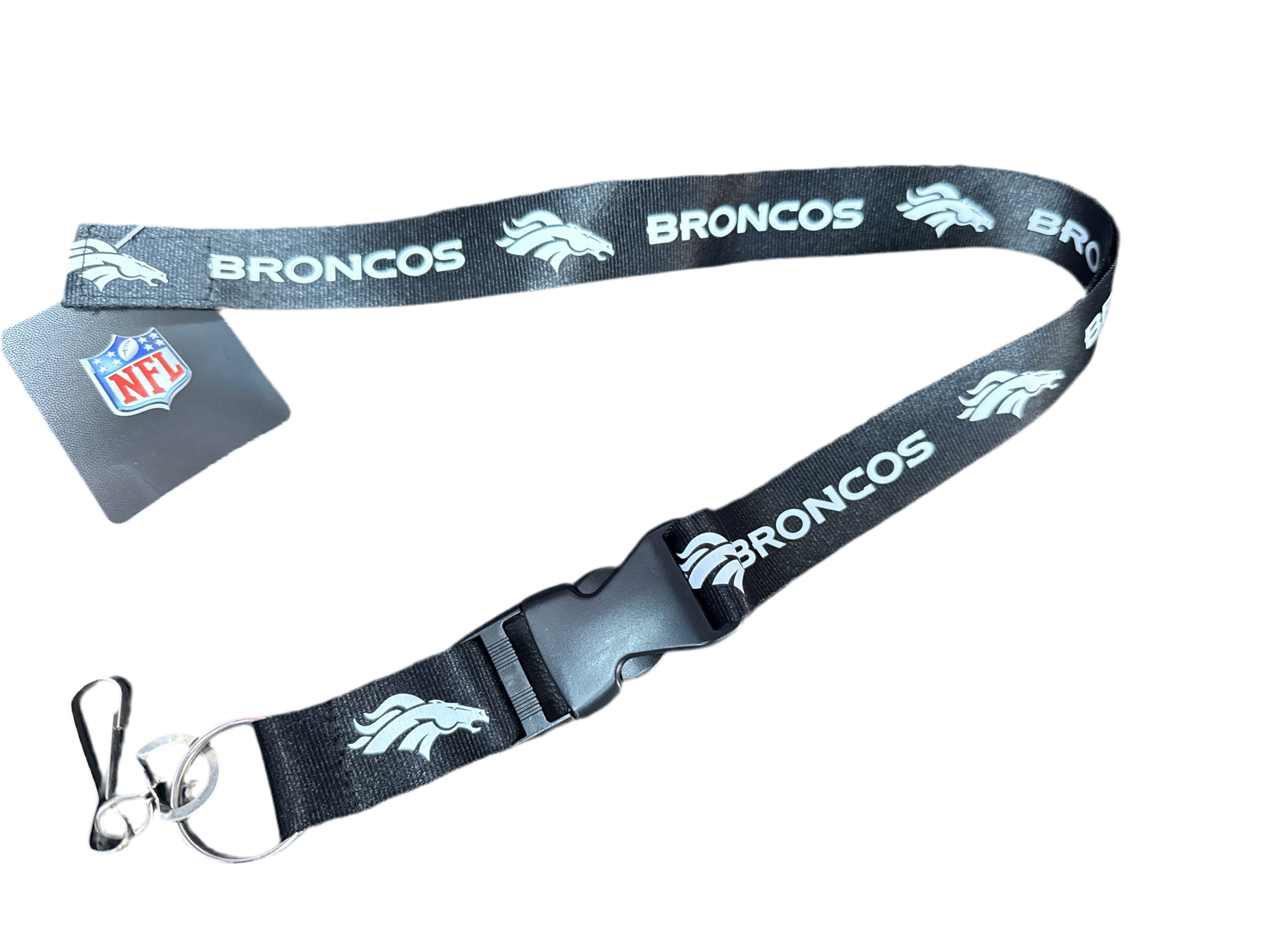 Black and white Broncos lanyard