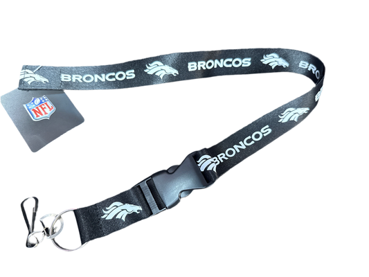 Black and white Broncos lanyard