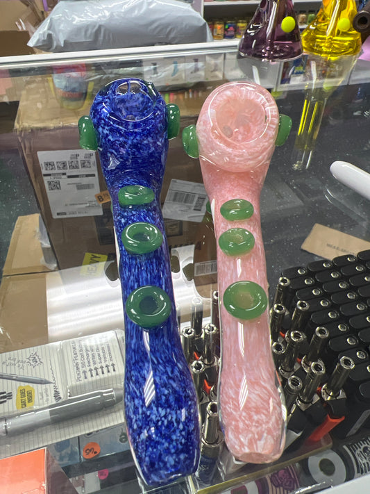 Speckled Sherlock Hand Pipe with Green Accent Circles