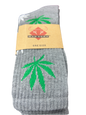 Grey Green & White Marijuana Leaf Socks - Crew