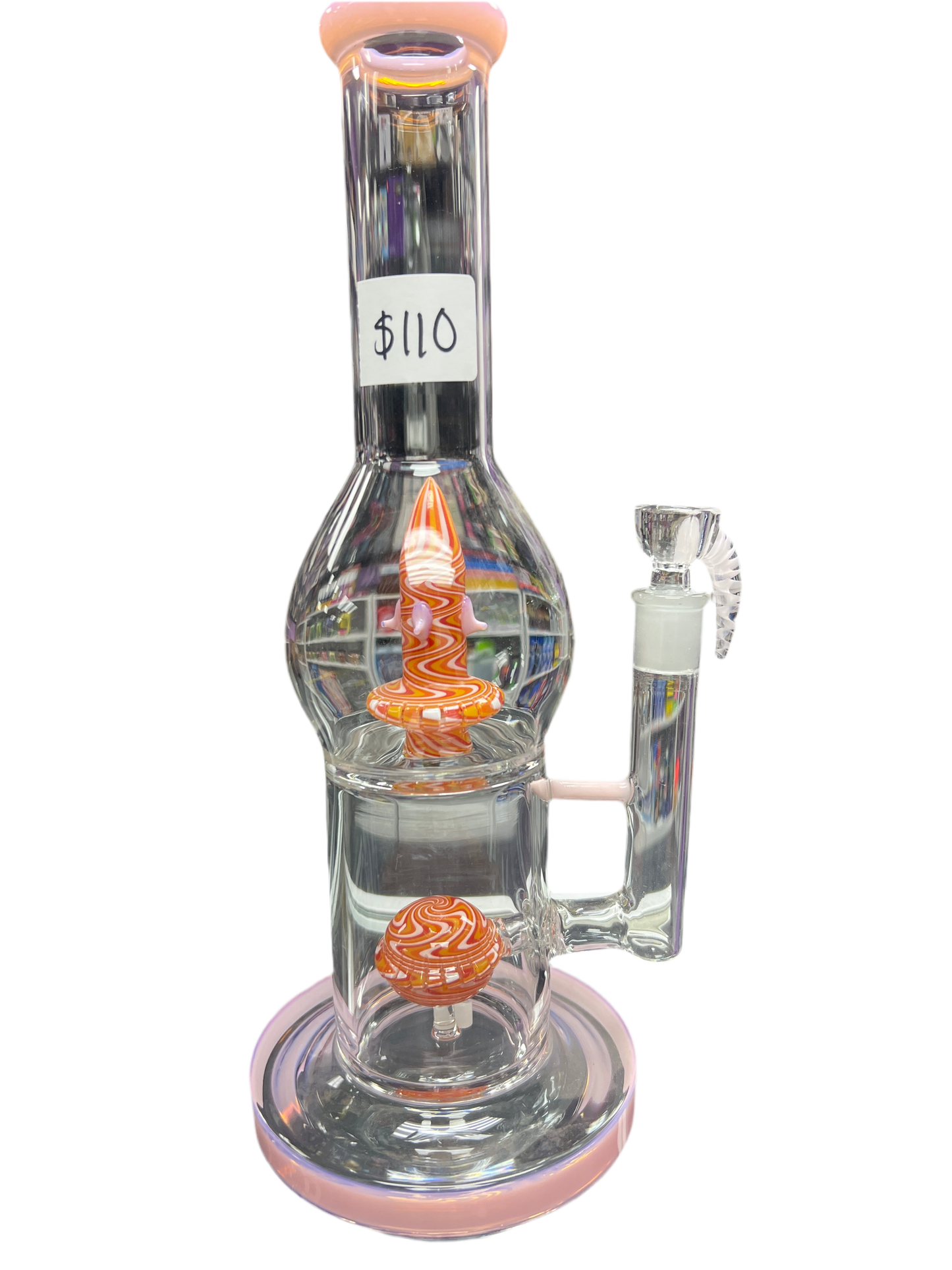 Orange and pink spike water pipe