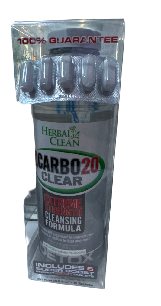 Q-Carbo Clear 20 Lemon Lime 20oz Detox (Includes 5 Super Boost Energy Detox Tabs)