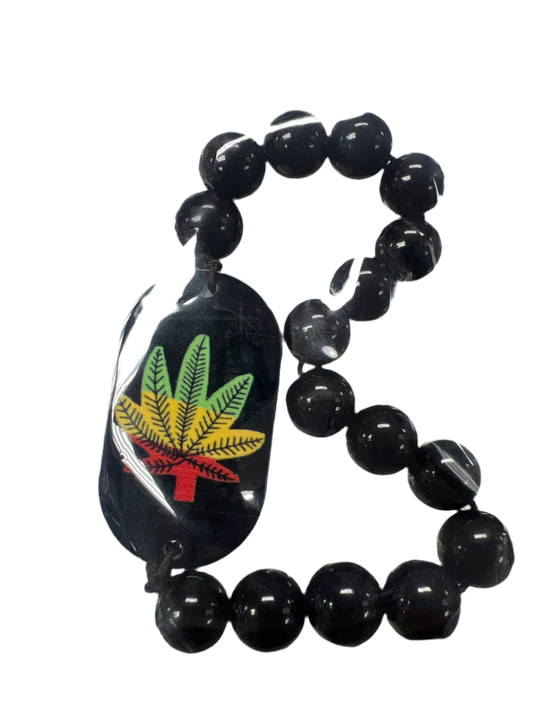Marijuana Leaf Beaded Bracelet