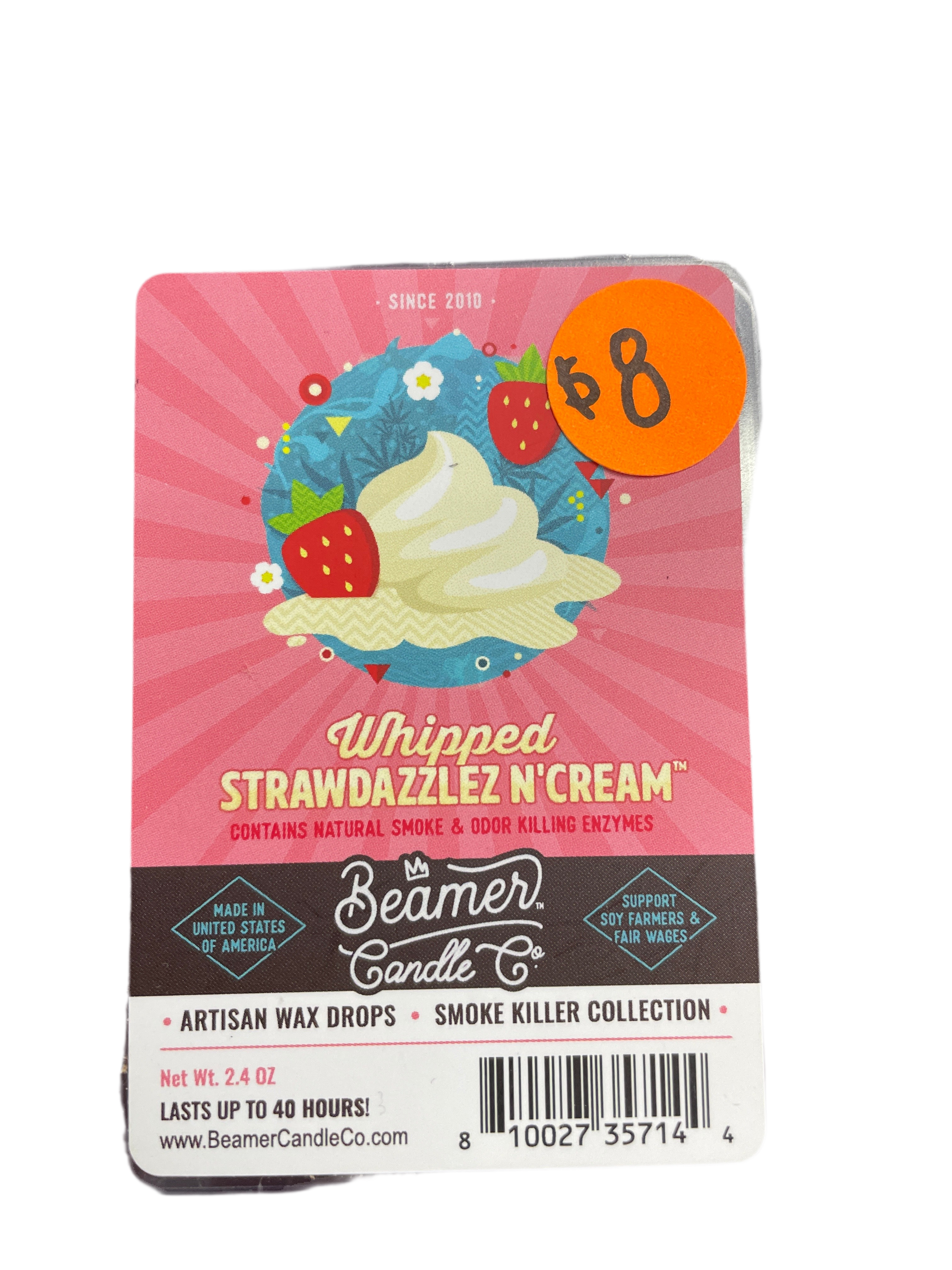 Beamer Candle Co -2.4oz-Artisan Wax-Whipped Strawdazzlez INS-26