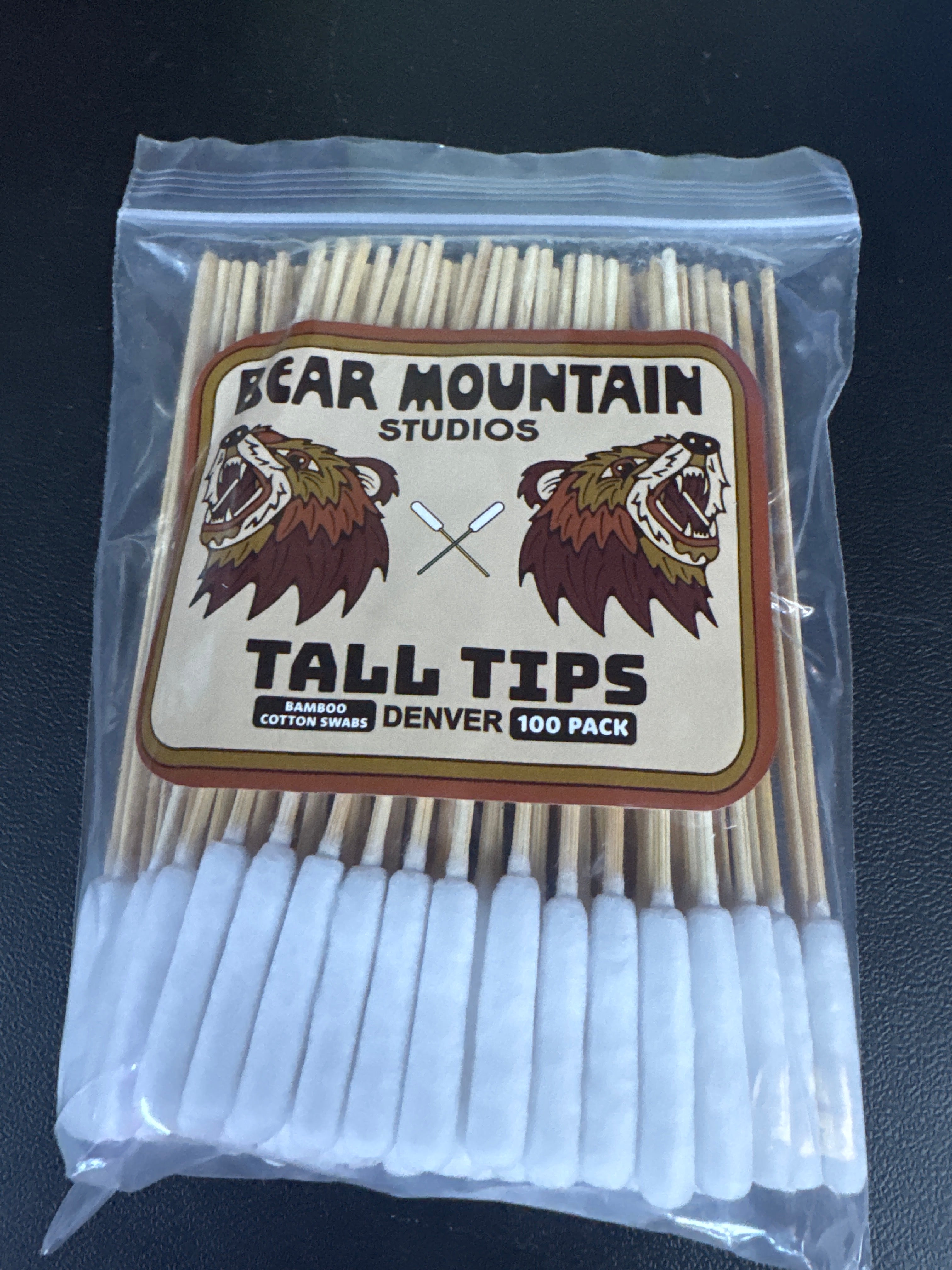 Bear Mountain Studios - 100 Pack Tall Tips Bamboo Cotton Swab