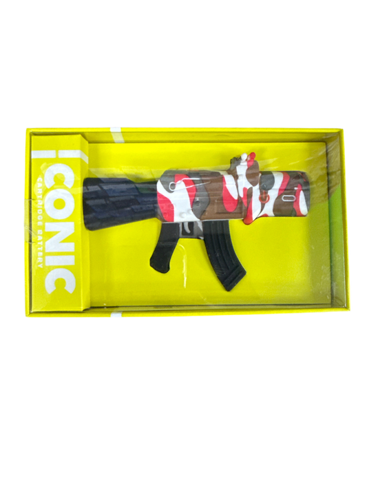 Iconic gun cartridge battery red and brown