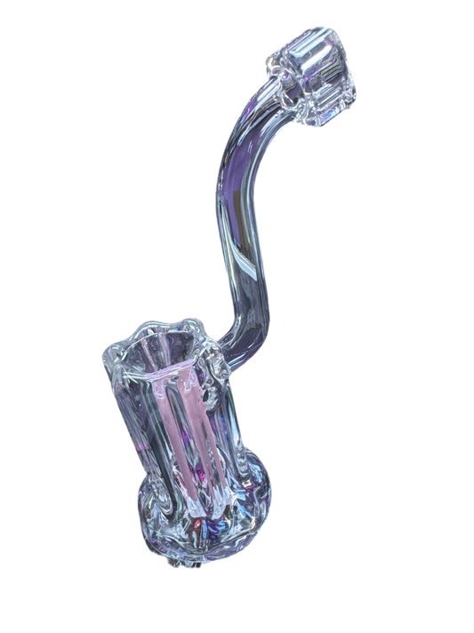 Pink Crystal Bubbler Hand Pipe