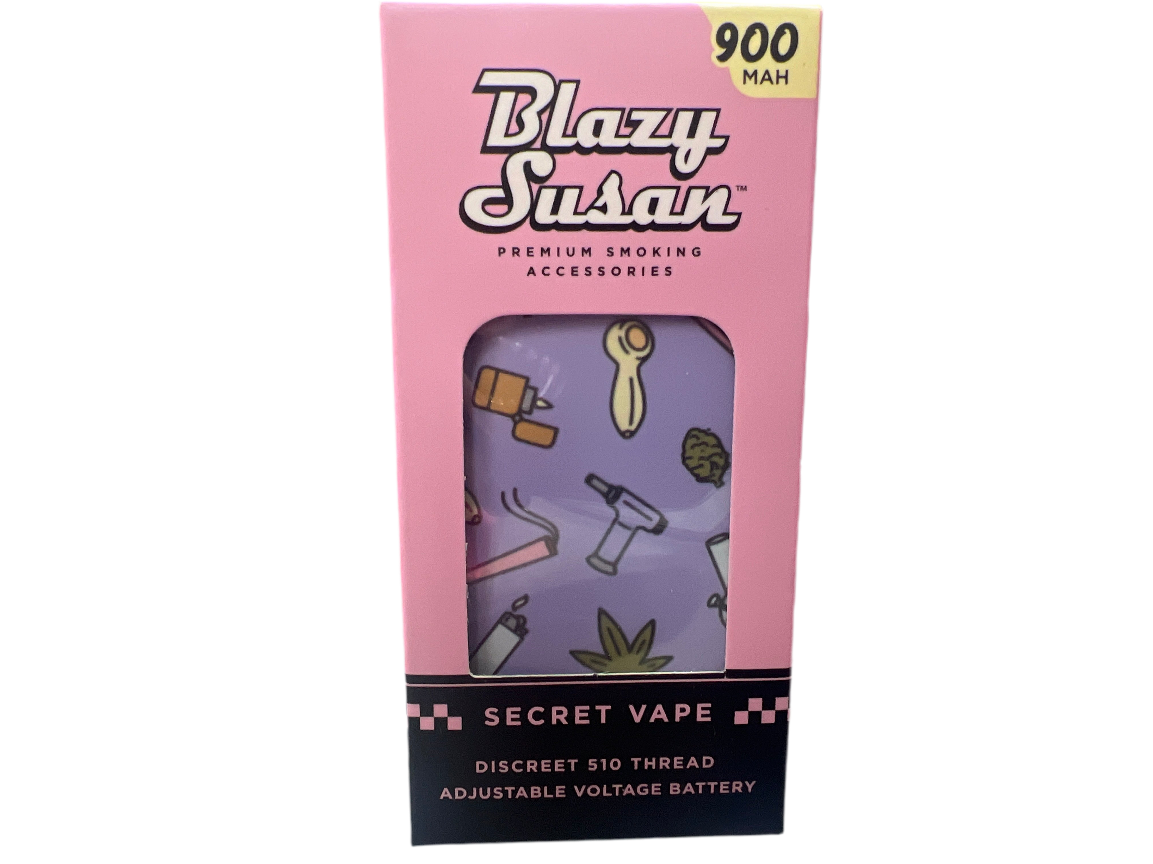 Blazy susan secret vape 510 thread battery - adjustable voltage -purple toker style