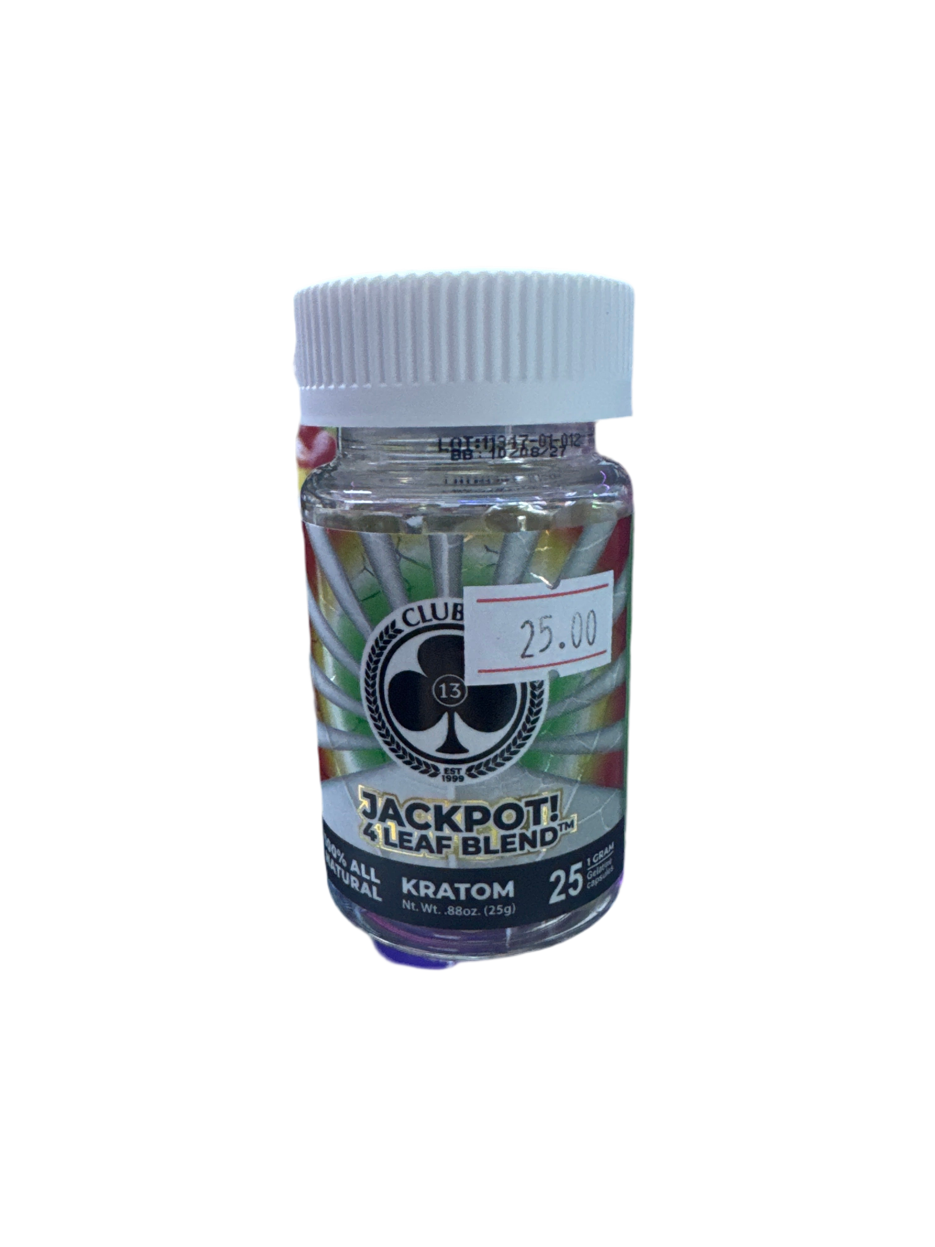 Club 13 Kratom - Jackpot 4 Leaf Blend - 25 Capsules