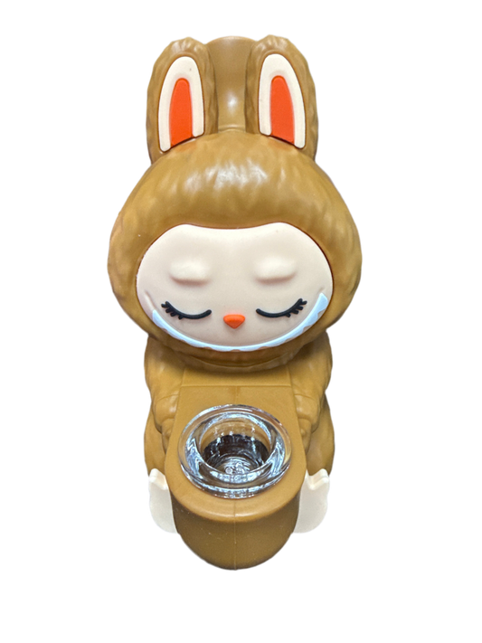 Brown silicone Labubu pipe