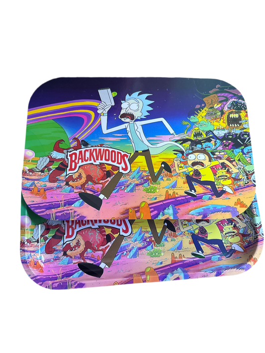 Backwoods Rick and Morty Metal Rolling Tray w/Magnet
