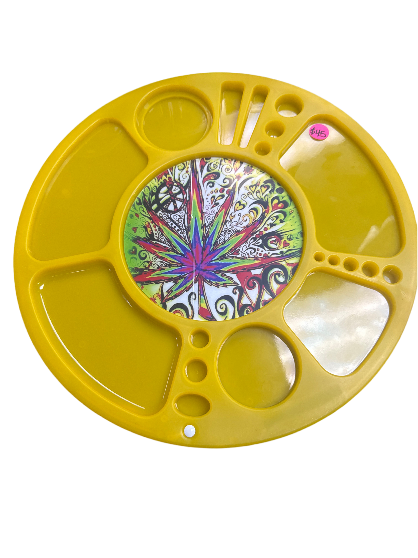 Mmj Leaf Light Up & Spinning Rolling Tray - Yellow