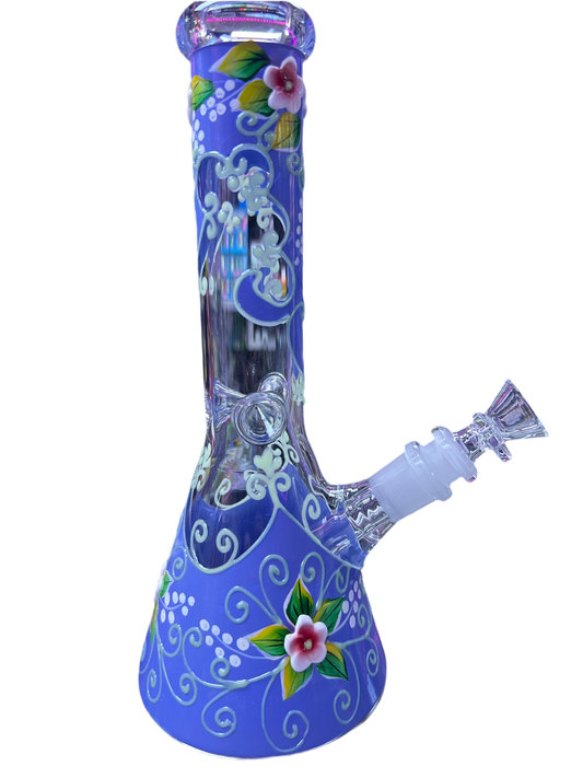 Flower Purple Decal Beaker Style Water Pipe