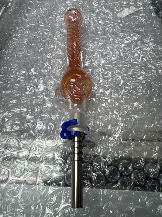 Pink & Orange swirl glass nectar collector