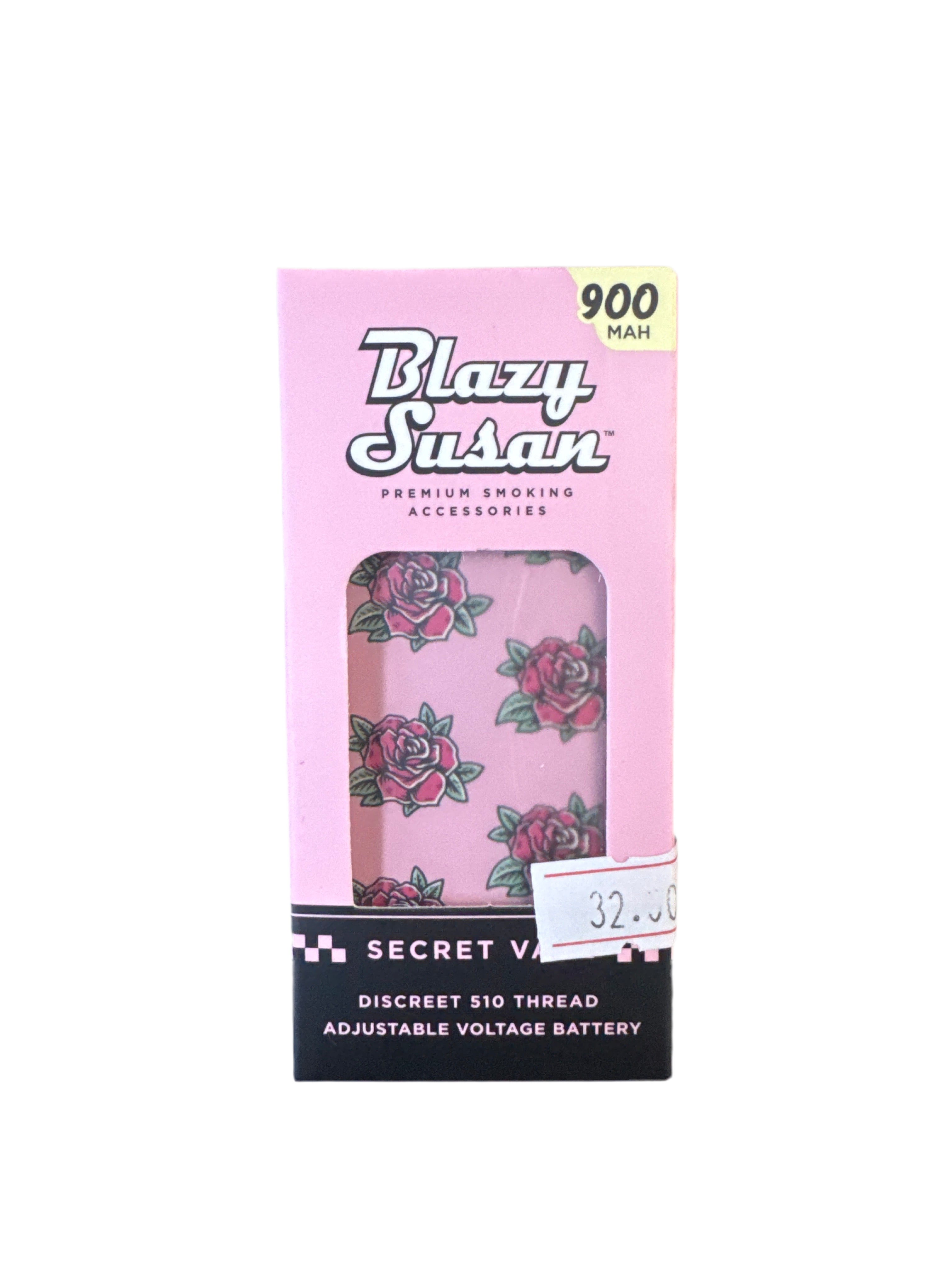 Blazy Susan Secret Vape 900mah 510 thread battery (pink and red rose design)