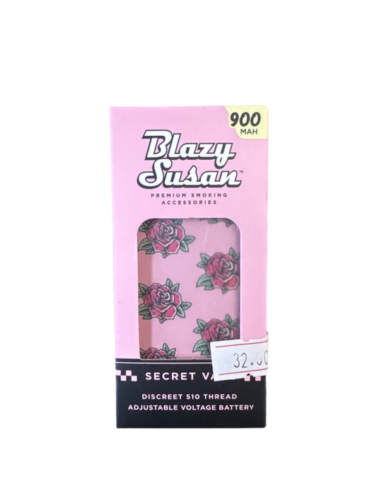 Blazy Susan Secret Vape 900mah 510 thread battery (pink and red rose design)