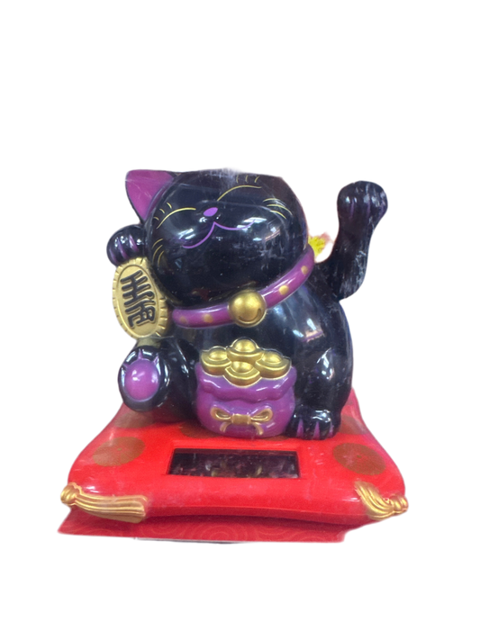 Black - Solar Powered Cute Waving Cat For Good Luck