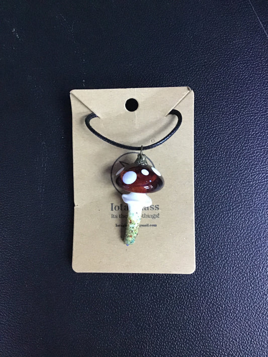Magic Mushroom Hand Blown Pendant Necklace