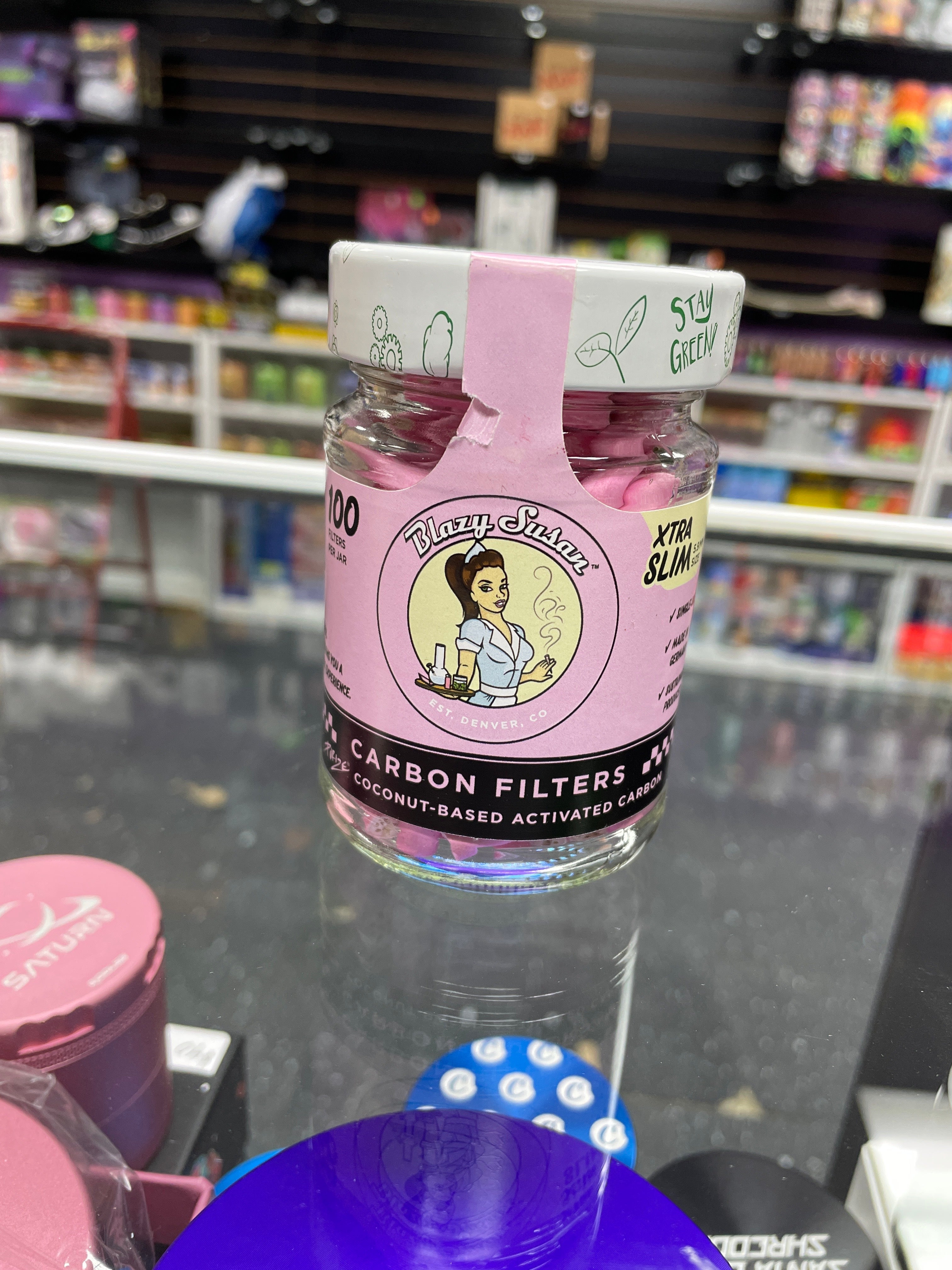 Blazy Susan Activated Carbon Filter Tips - 100ct Glass Jar