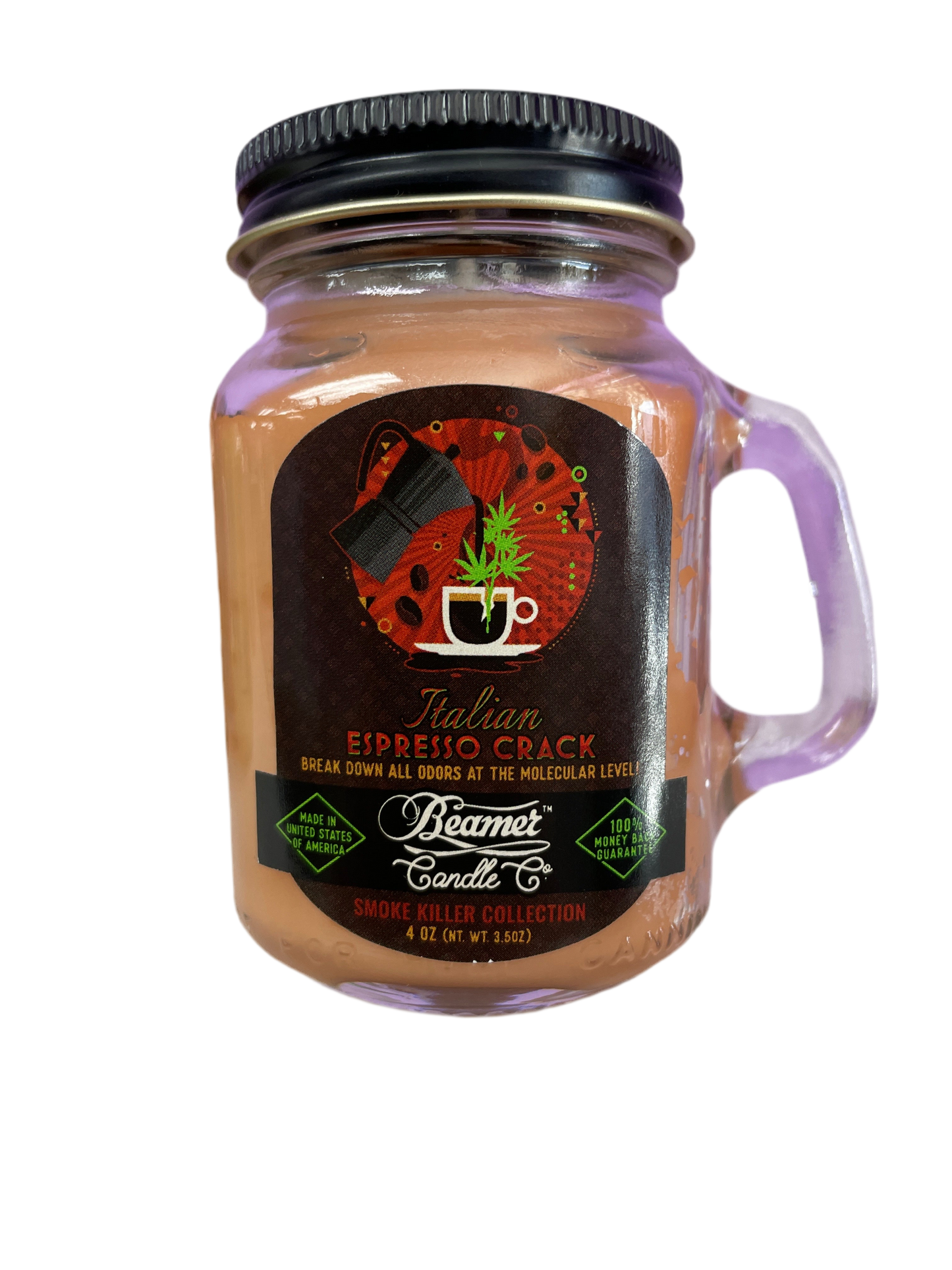 Beamer Candle Co -4oz- Smoke Killer Col- Italian Espresso Crack