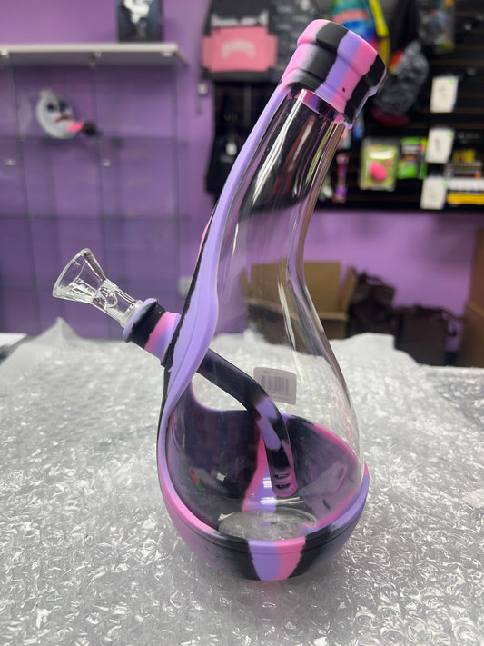 Purple and black silicone water bong