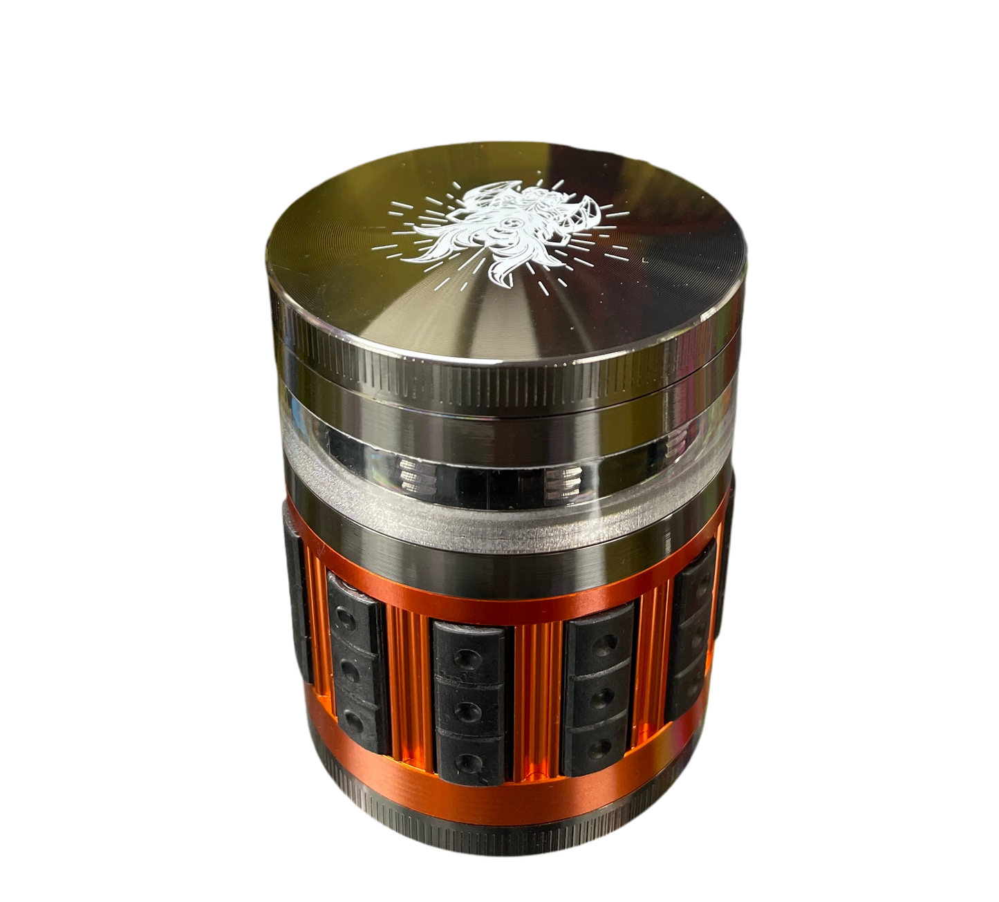 Samurai Shredder Grinder - 4 Piece Grinder with Rubber Grip - #44 Orange