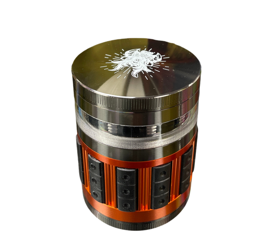 Samurai Shredder Grinder - 4 Piece Grinder with Rubber Grip - #44 Orange