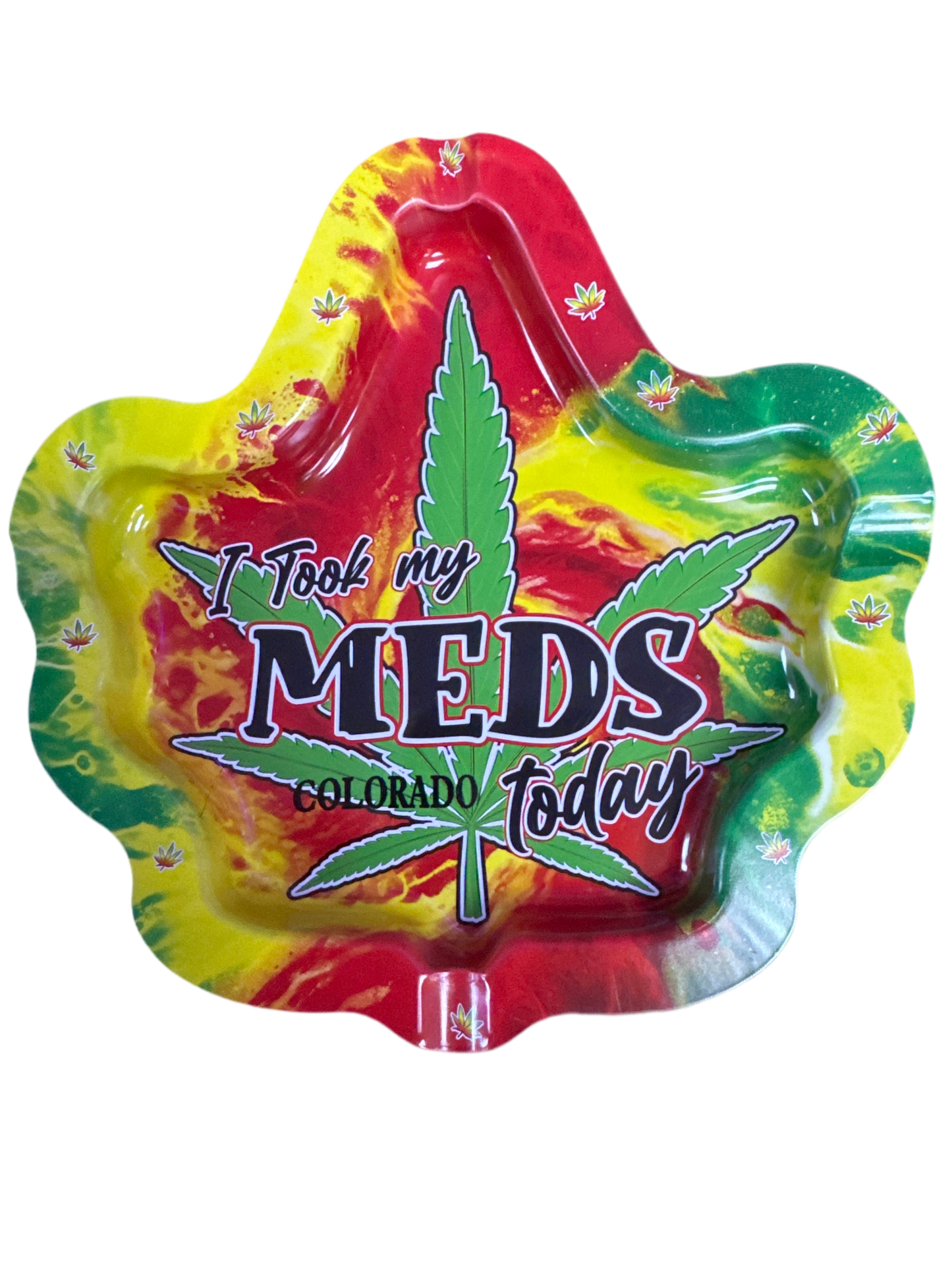 Pot Leaf Colorado Tin Ashtray 6” (Rasta)
