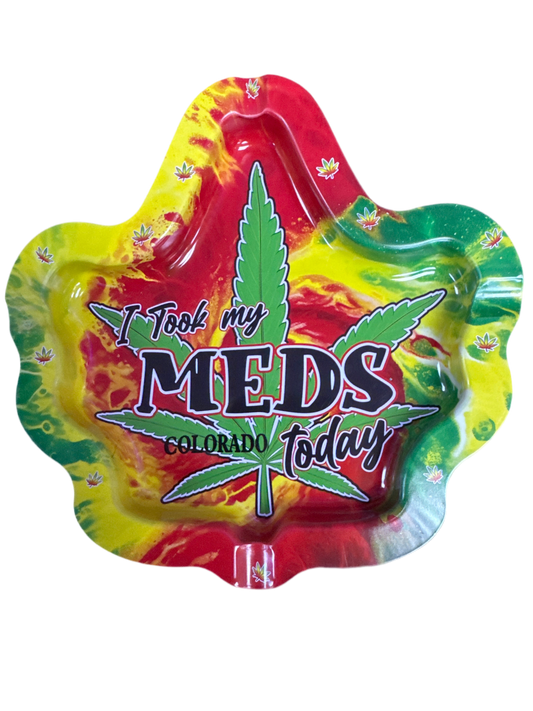 Pot Leaf Colorado Tin Ashtray 6” (Rasta)