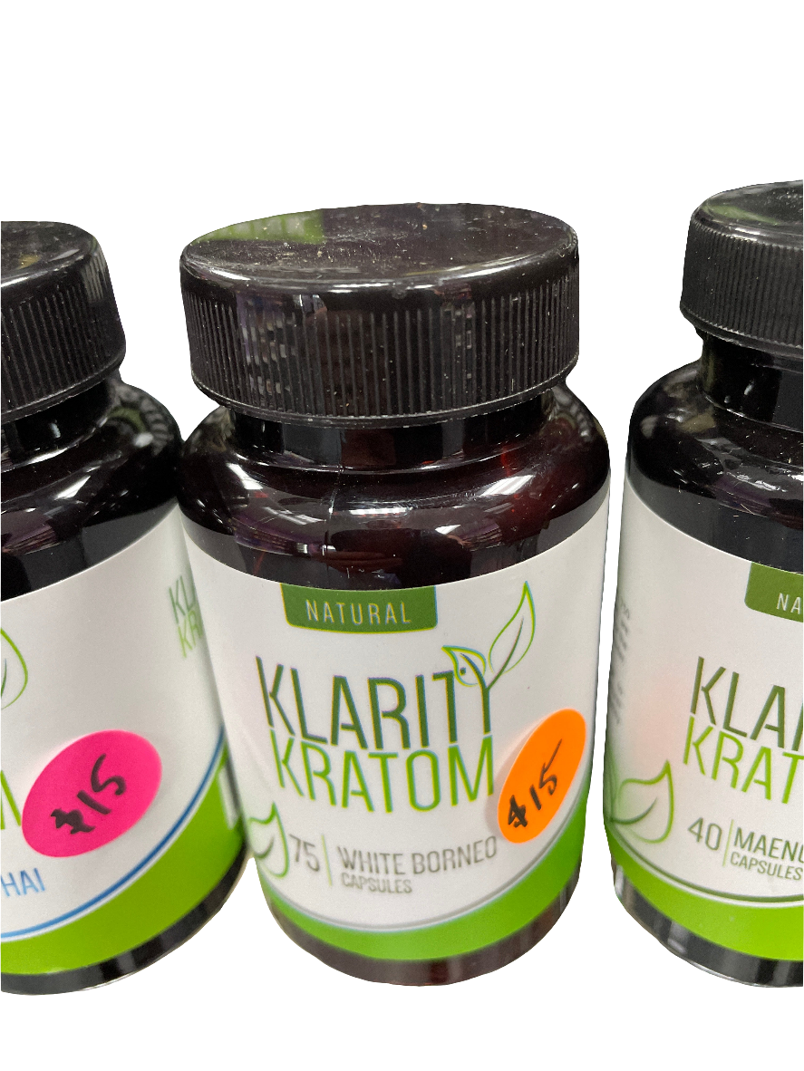 Klarity Kratom 75ct Caps - 500mg - White Borneo
