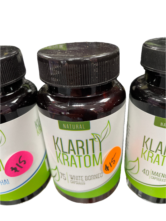 Klarity Kratom 75ct Caps - 500mg - White Borneo