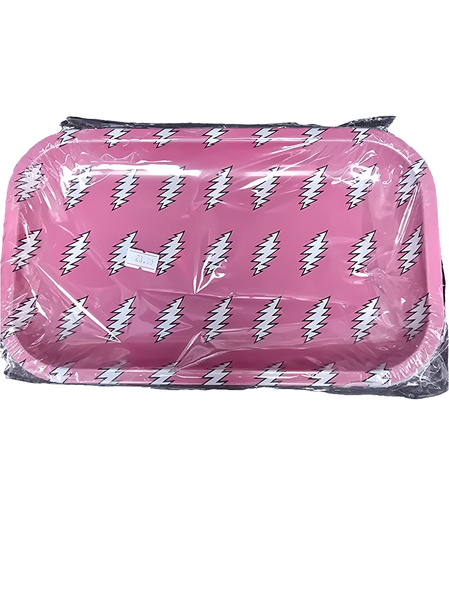 Blazy susan x grateful dead metal rolling tray - pink bolts
